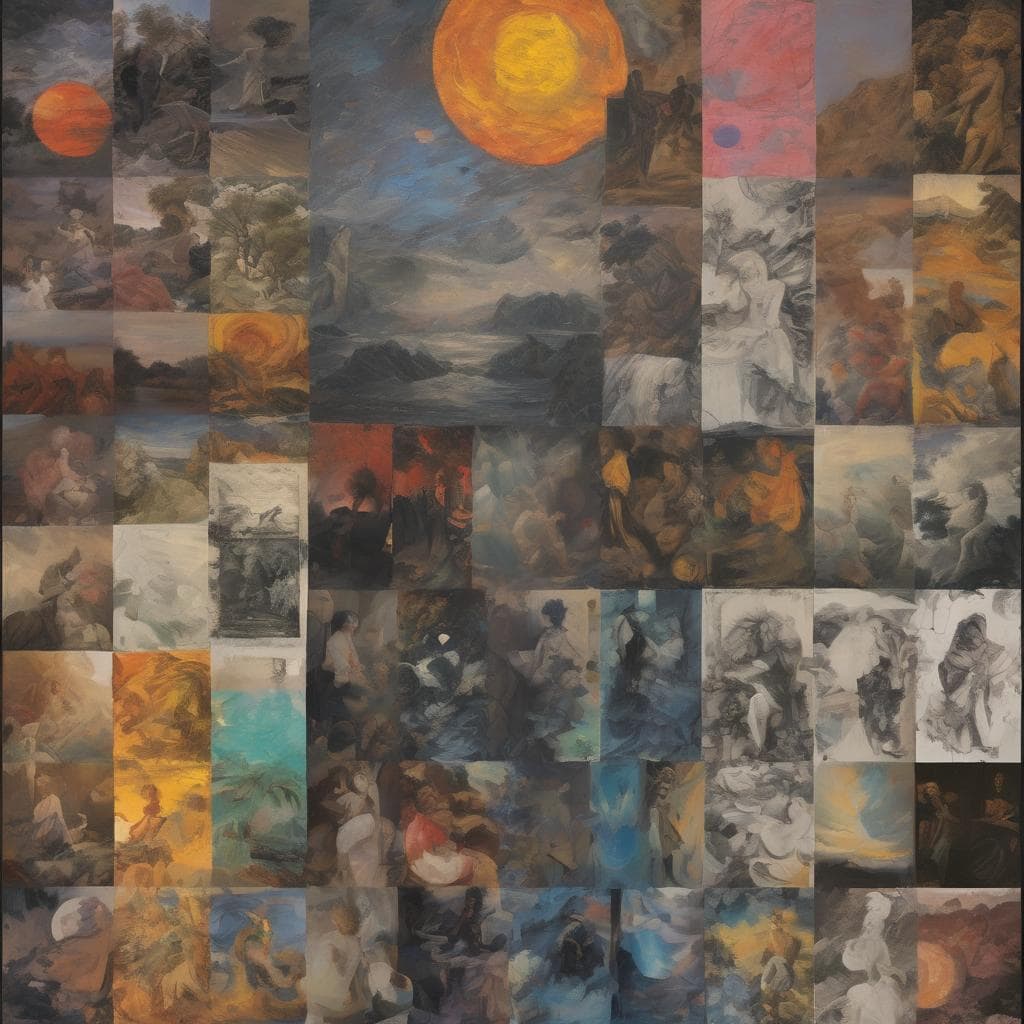 Φωτογραφία από πίνακες ζωγραφικής σχετικά με την ελευθερία και την αφαίρεση, με έντονες χρωματικές αντιθέσεις και διάφορα σκηνικά.